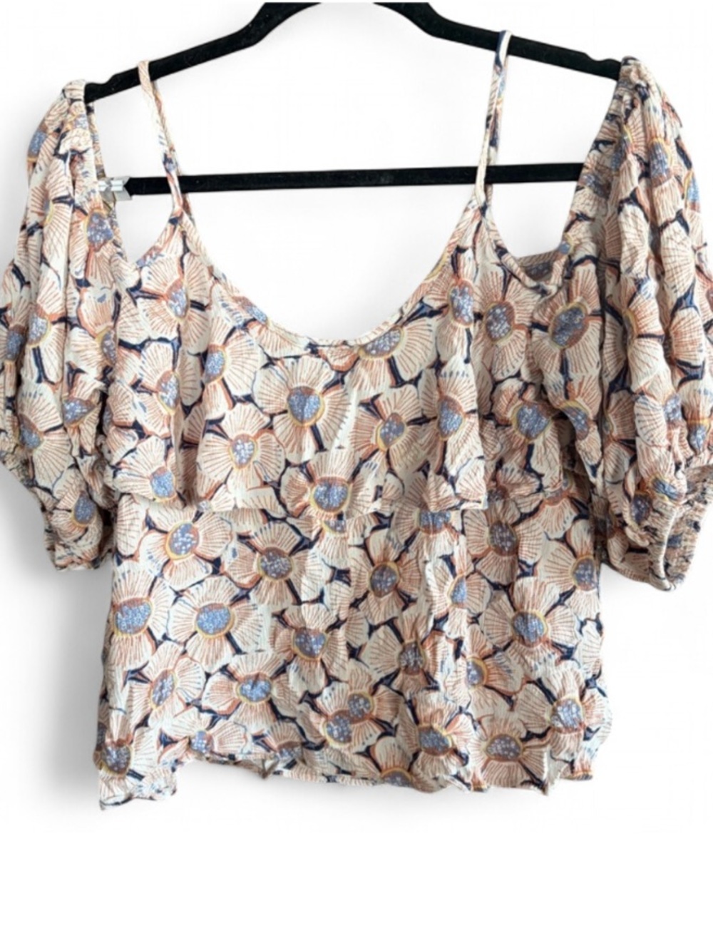 Dainty Hooligan Floral Cold Shoulder Crop Top Boho Cottagecore - Picture 4 of 4